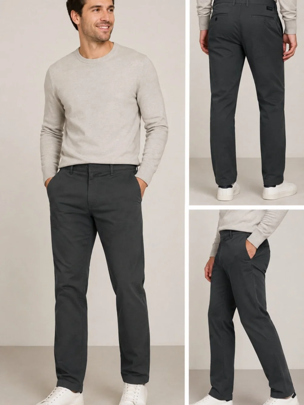 Banana Republic Aiden Chino Pants Mens 35x36 Charcoal Straight Business Casual